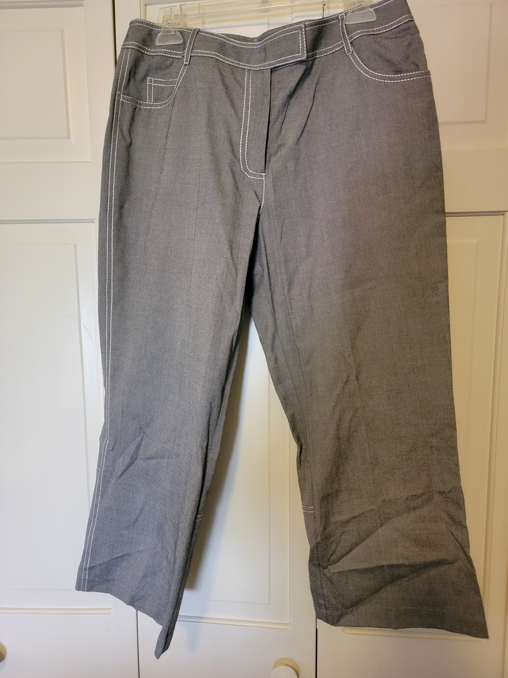 Randolph Duke Gray Chinos with White Contrast Stitching Size 12 52%silk